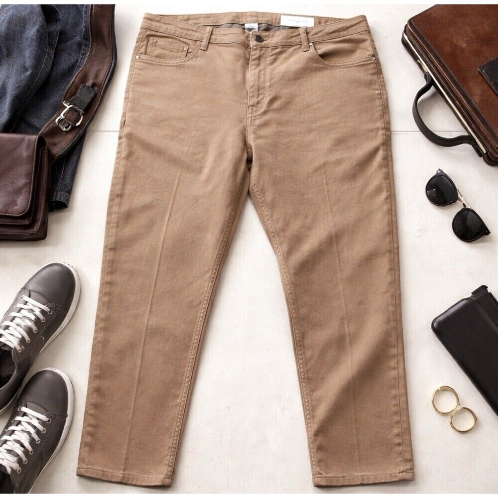 The Perfect Jean NYC Slim Thick Fit Denkhaki Tan Brown Men's Jeans Stretch 36x30